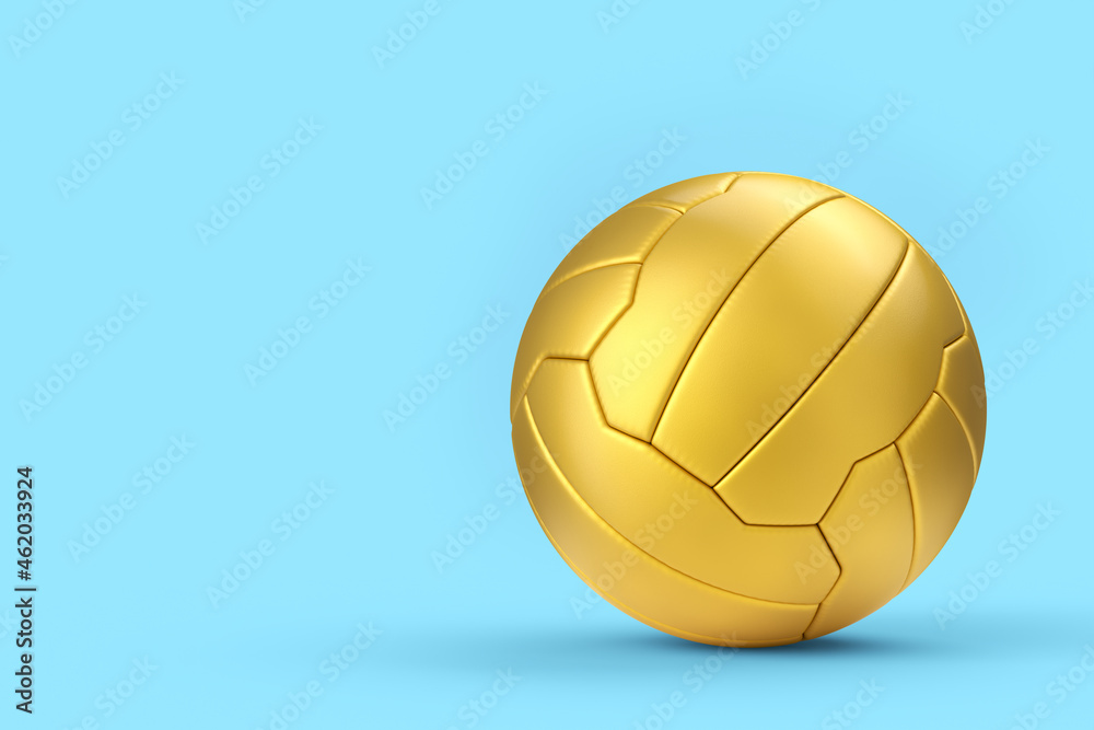 Gold soccer or football ball isolated on blue background