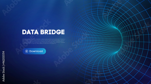 Data bridge vector illustration. Traffic big data and data visualization. Communication network digital technology background.