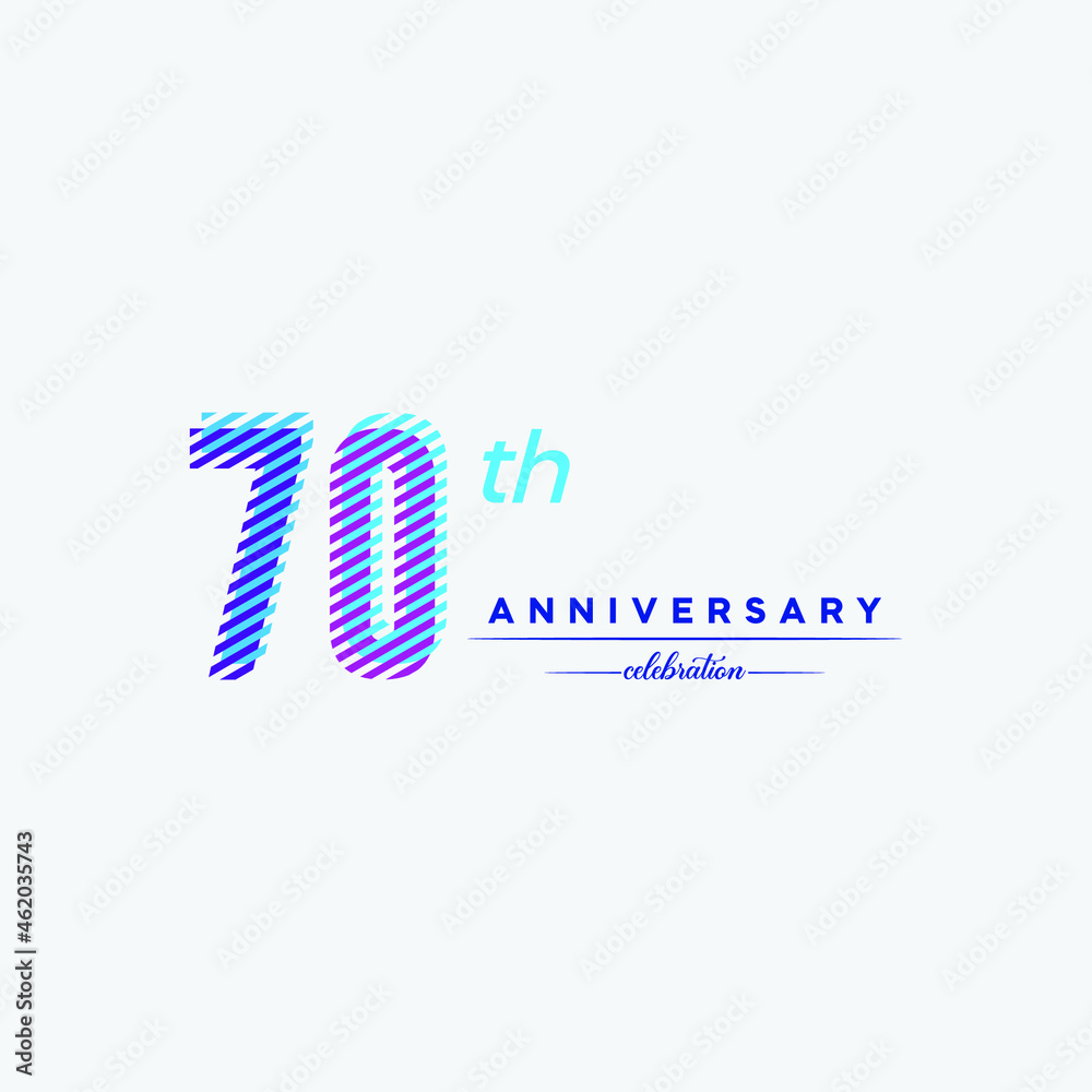 70th anniversary logo, anniversary celebration vector design on colorful geometric background and circle shape.