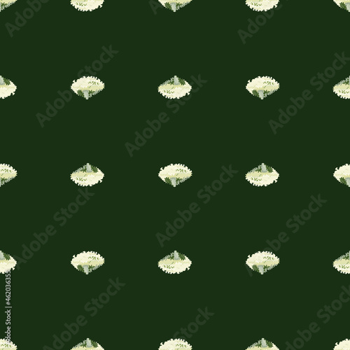 Seamless pattern lola rosa salad on dark green background. Minimalism ornament with lettuce