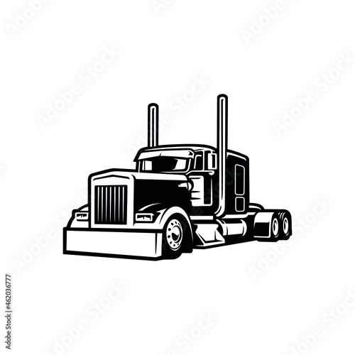 Semi truck 18 wheeler vector isolated in white background photo
