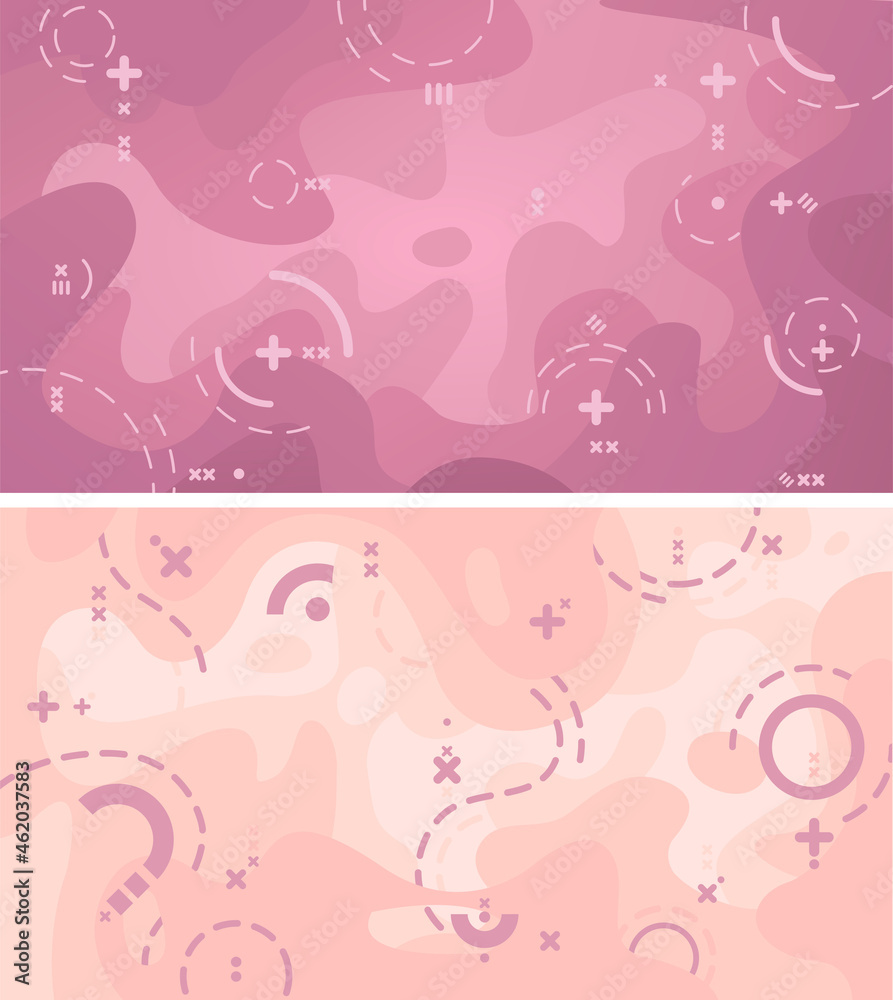 Colorful dark and light backgrounds with flowing shapes and geometric elements. Crosses, pluses, lines, dotted lines. Abstract modern design. Vector illustration. Colorful dark and light backgrounds with flowing shapes and geometric elements. Crosses, pluses, lines, dotted lines. Abstract modern design. Vector illustration.