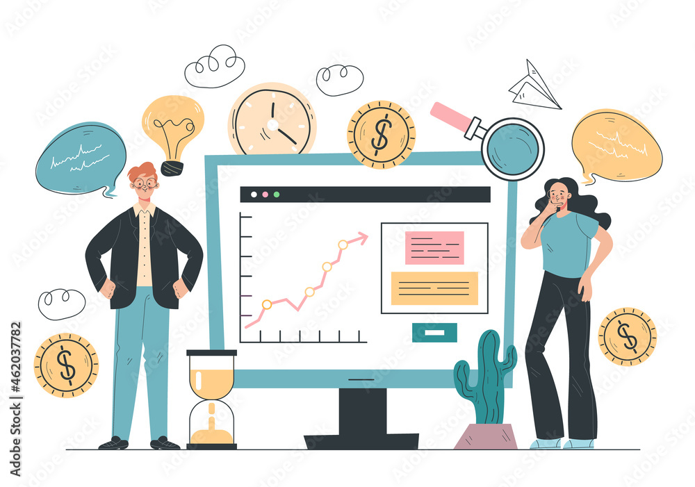 Financial analytics design element concept. Vector cartoon illustration
Financial analytics design element concept. Vector cartoon illustration