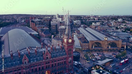 Aerial View Of London,Euston Rd, Clock tower,United Kingdom photo