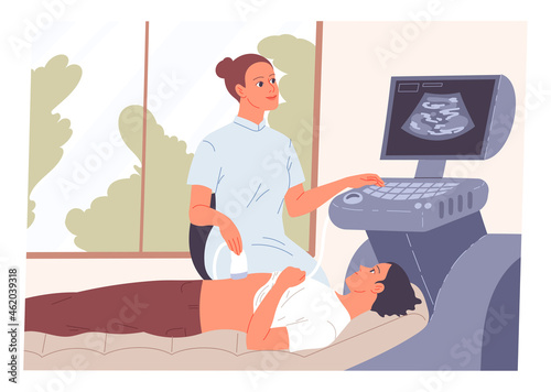 Patient lying on the couch during an ultrasound examination