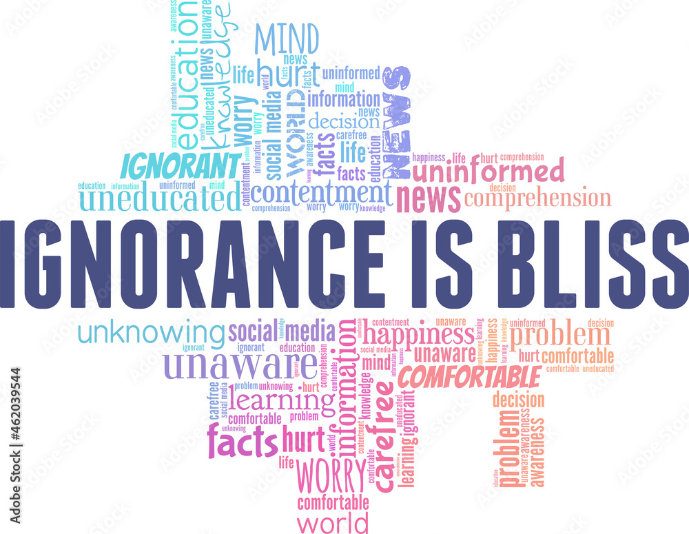 Fototapeta premium Ignorance is Bliss vector illustration word cloud isolated on white background.