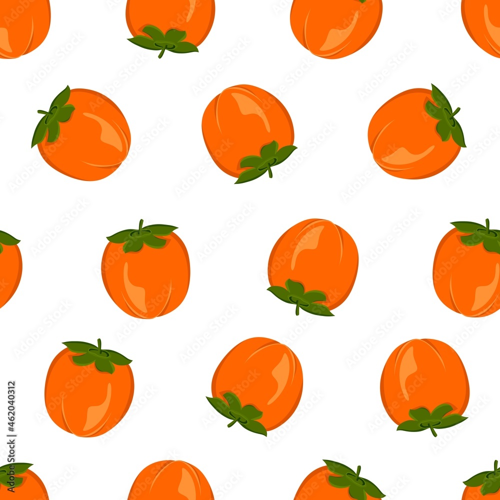 Persimmon pattern vector illustration isolated on a white background. A concept for stickers, posters, postcards, websites