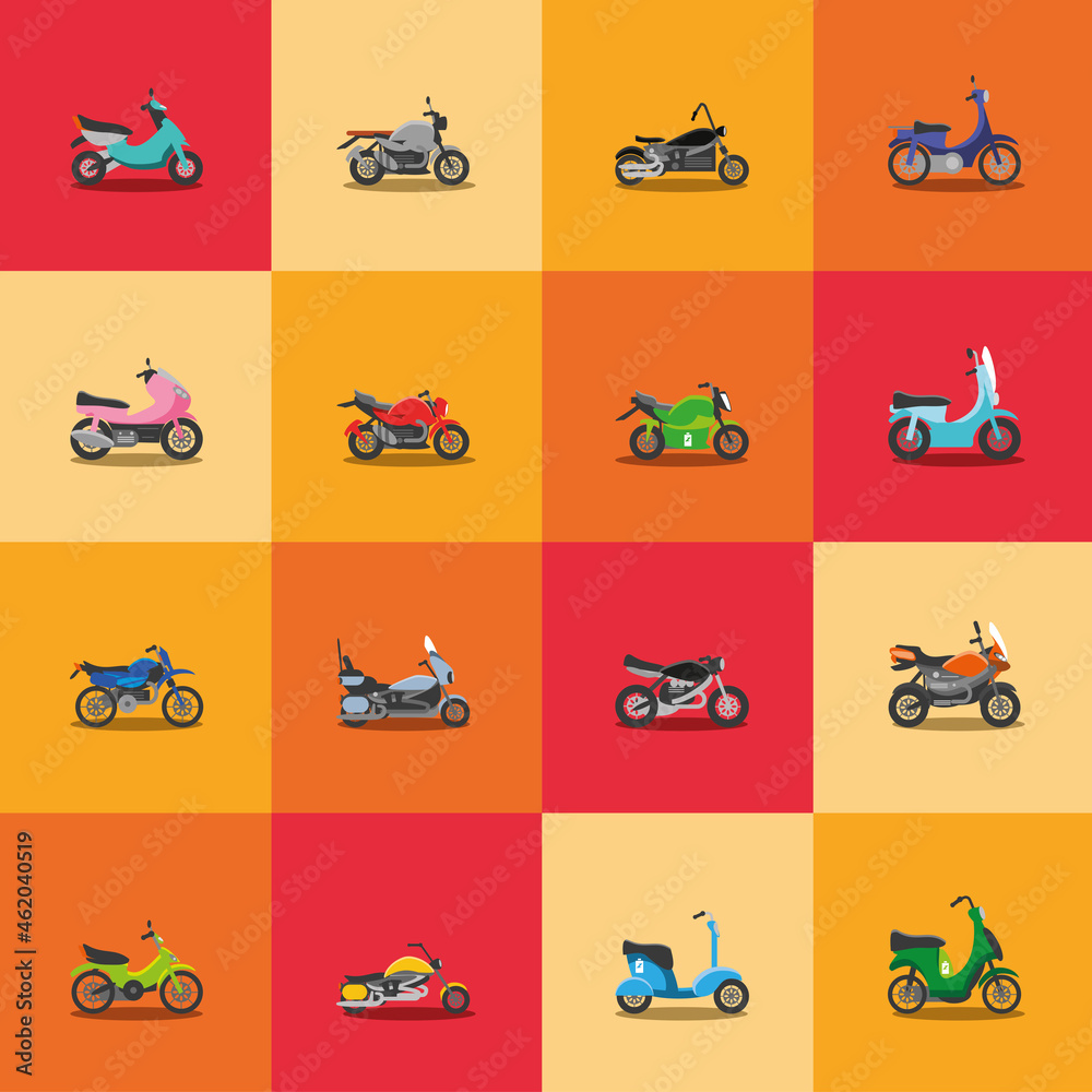 various motorcycles transport