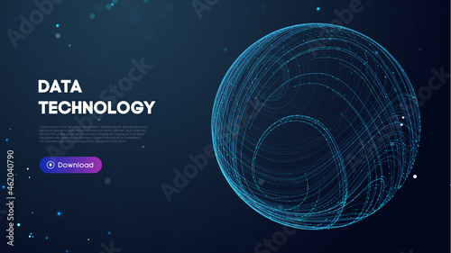 Big Data Technology vector illustration. Abstract blurred data business colored mesh.