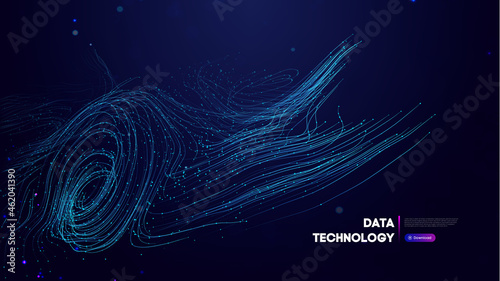 Big Data Technology vector illustration. Abstract blurred data business colored mesh.