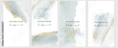 Set of vector universal backgrounds with watercolour shapes copy space for text. Design for social media, story, card, invitation, feed post. photo