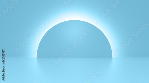 Abstract Blue Circle With White Neon Light Background - 3D Illustration © Levan
