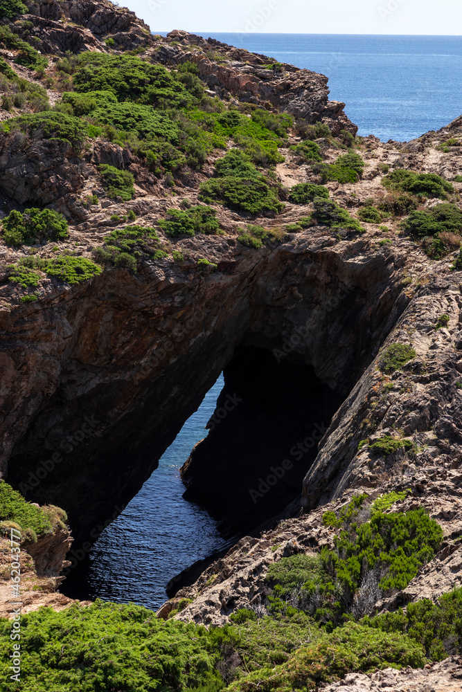 cave in the sea in cap de creus on the costa brava in the town of cadaques