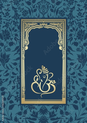 Ganesha, wedding card, royal Rajasthan, India	