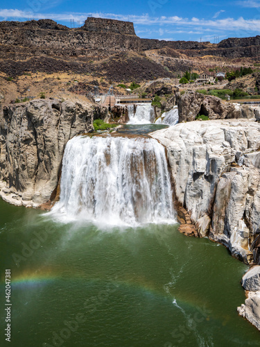 Shoshone Falls and snake river in Idaho during summer. 