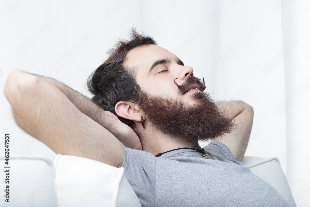 carefree man enjoys his well deserved rest carefree man enjoys his well deserved rest