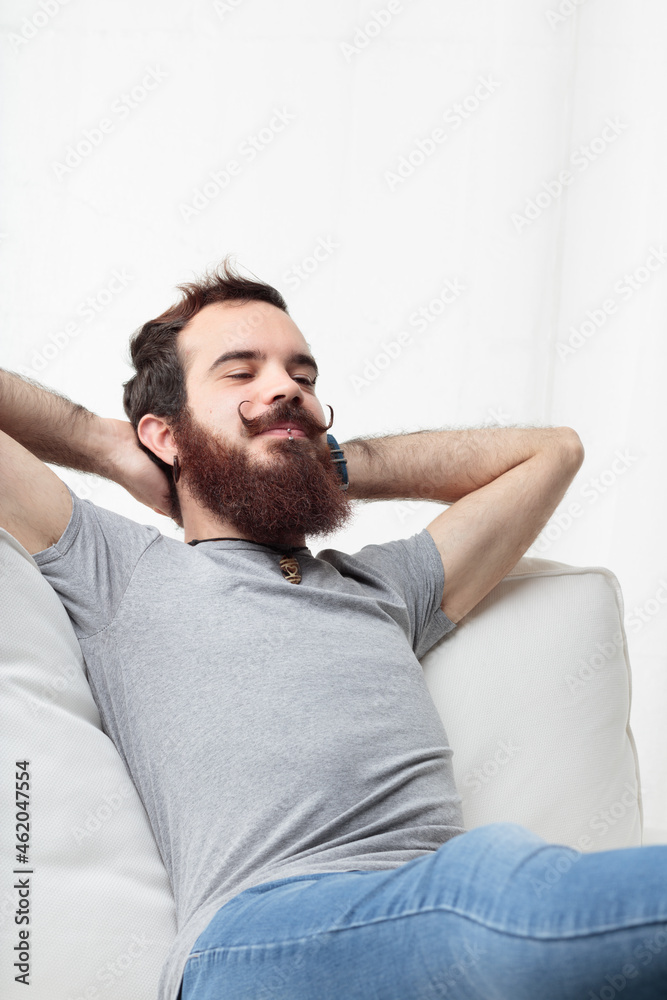 carefree man enjoys his well deserved rest
