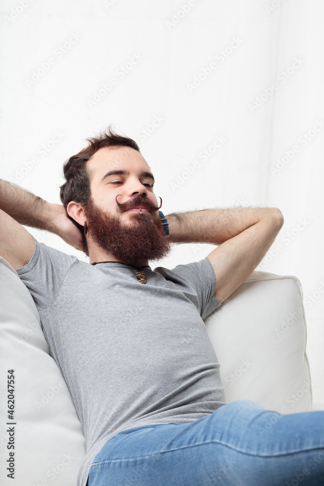 carefree man enjoys his well deserved rest carefree man enjoys his well deserved rest