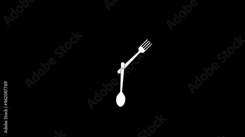 Funny spinning clock with spoon and fork as hands in 12 hour perfect seamless loop (Full HD 1920x1080, 40s/30fps).