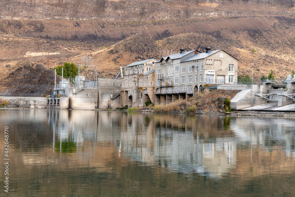 Classic old antique Dam on the Snake River Idaho