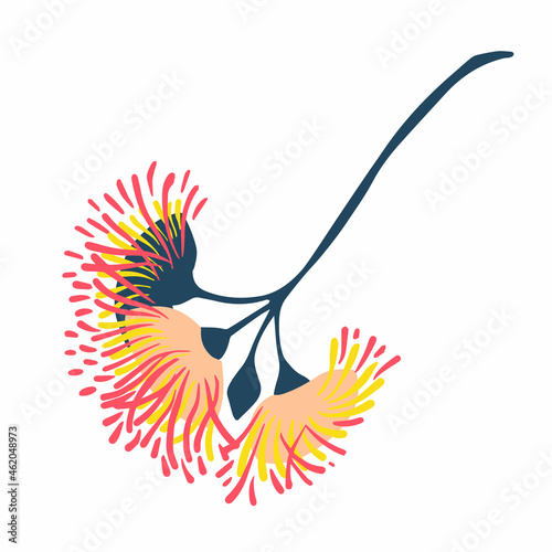 Modern isolated stylized design with abstract colorful eucalyptus flowers
