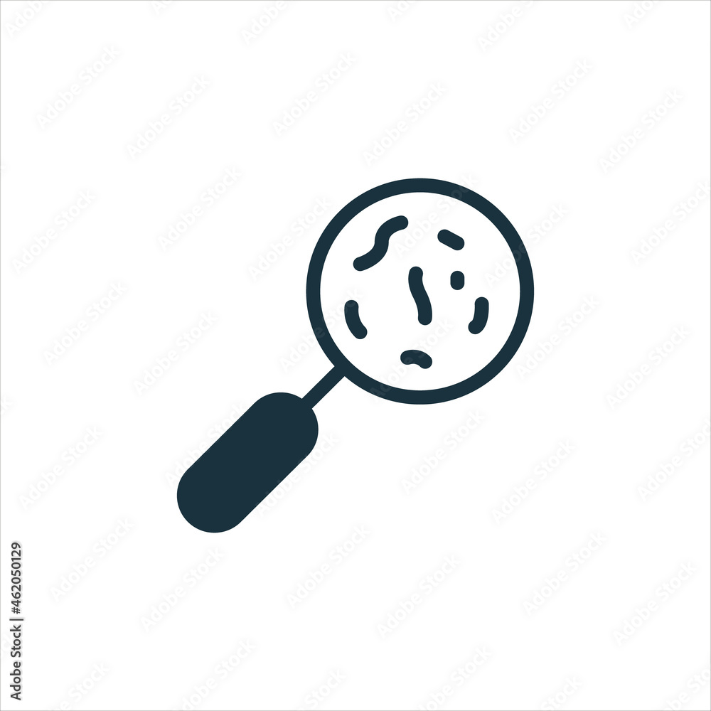 Microbe under Magnifying Glass Silhouette Icon. Research of Bacteria, Germ, Virus with Loupe Glyph Pictogram. Microorganism Lab Investigation Icon. Isolated Vector Illustration Microbe under Magnifying Glass Silhouette Icon. Research of Bacteria, Germ, Virus with Loupe Glyph Pictogram. Microorganism Lab Investigation Icon. Isolated Vector Illustration