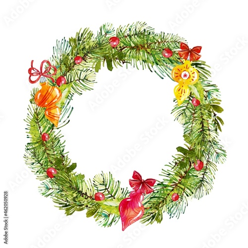 watercolor christmas wreath concept vector design illustration