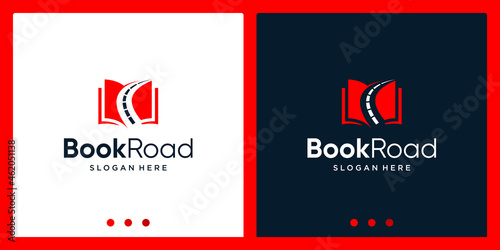 Open book logo design inspiration with street design logo. Premium Vector
