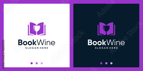 Open book logo design inspiration with glass design logo. Premium Vector