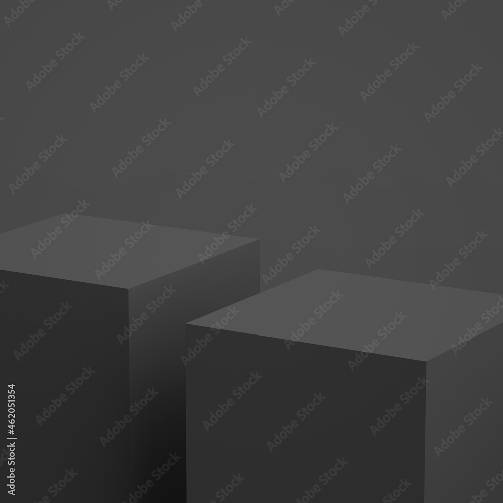 Fototapeta premium Abstract 3d black gray cube and box podium minimal scene studio background.