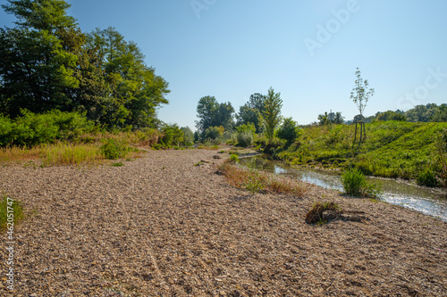 Obraz na płótnie Pebbles with german river Rems landscape