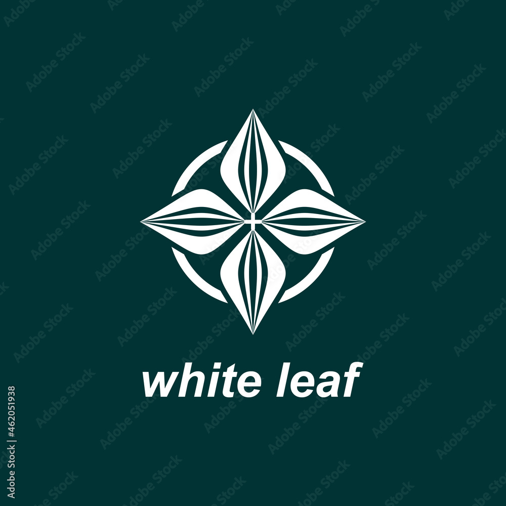 Obraz premium logo abstract mark icon white leaf in circle. simple and creative logo. Abstract business logo icon design template