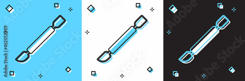 Set Cuticle pusher icon isolated on blue and white, black background. Tool for manicure. Vector