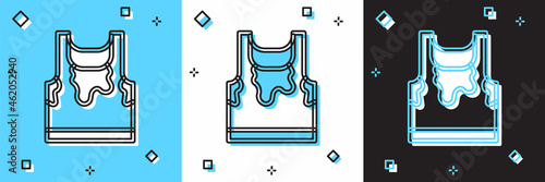 Set Sweaty sleeveless sport t-shirt icon isolated on blue and white, black background. Vector