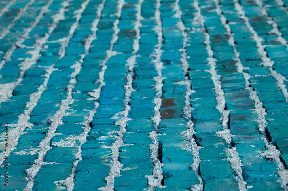 Fototapeta premium loft style surface. turquoise brickwork. building wall. creative background.