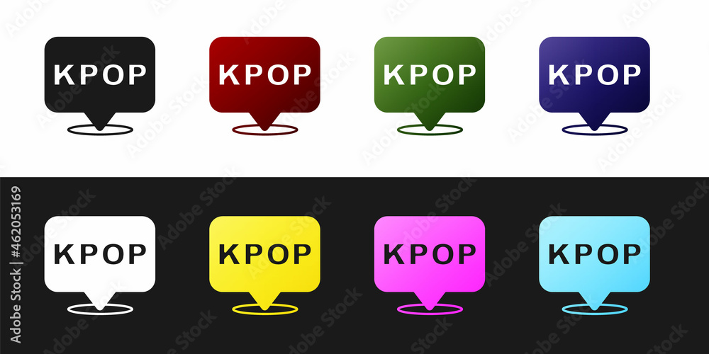 Set K-pop icon isolated on black and white background. Korean popular music style. Vector Set K-pop icon isolated on black and white background. Korean popular music style. Vector
