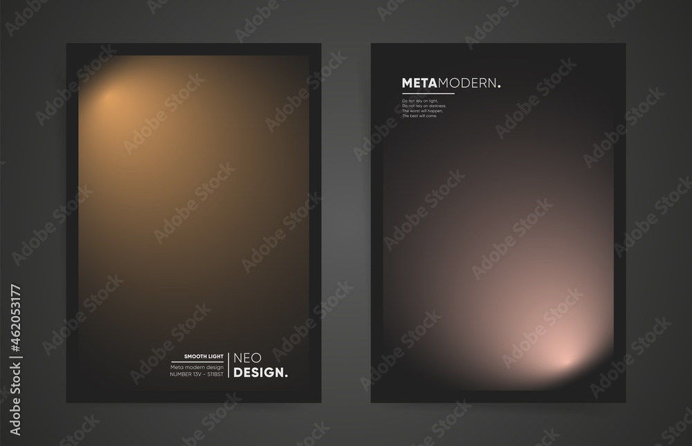 Naklejka premium Abstract black blurred gradient cover template design set for poster, brochure, annual report, presentation. Smooth circular gradient fashion shape. Vector postmodern premium vertical duotone layouts.