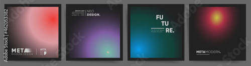 Abstract blurred square, gradient cover template design set for poster, social media post and sale banners. Smooth circular gradient fashion post. Vector aesthetics premium duotone set.
 photo