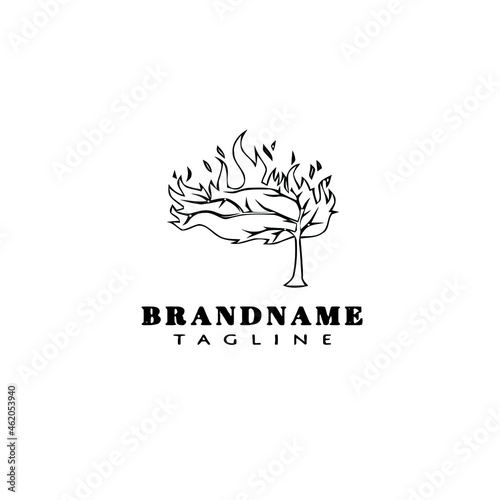 burning bush logo cartoon icon design template black isolated