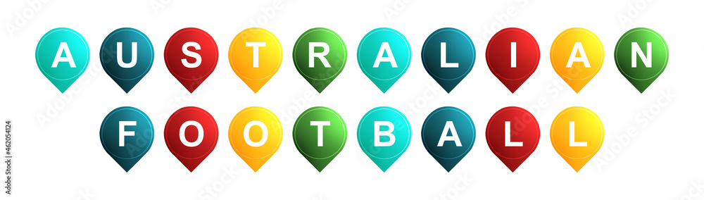 Australian Football - text written on Isolated Shapes with White background Australian Football - text written on Isolated Shapes with White background
