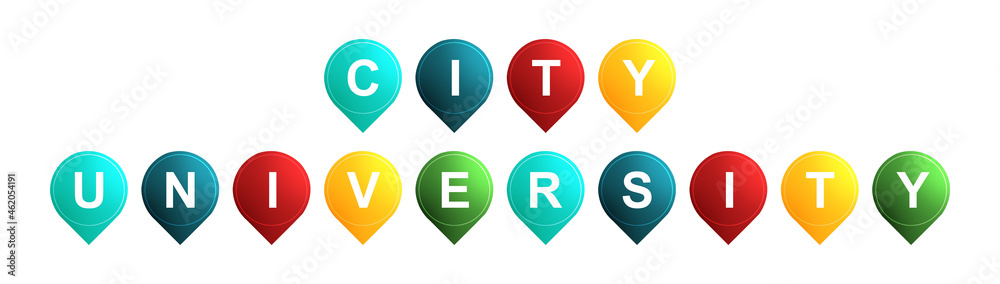 City University - text written on Isolated Shapes with White background City University - text written on Isolated Shapes with White background