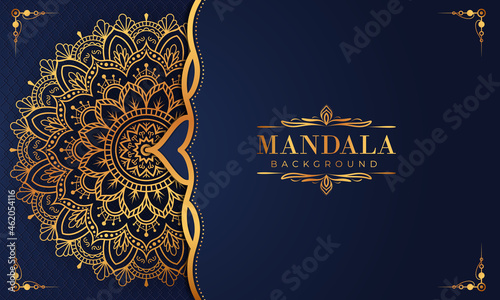 Luxury mandala background with golden arabesque pattern Arabic Islamic east style. Decorative mandala for print, poster, cover, brochure, flyer, banner, and your desired ideas. Mandala for Henna