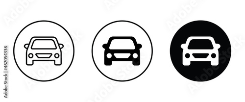 Car vector icons in round. Isolated simple view front logo illustration. Sign symbol. Auto style car icon set, logo design with concept sports vehicle icon silhouette