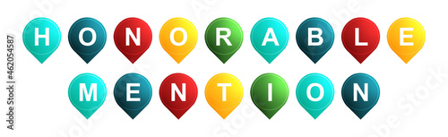 Honorable Mention - text written on Isolated Shapes with White background