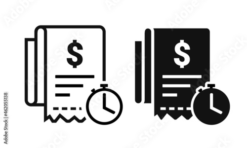 Bill payment with time clock icon. Pay bill waiting. Illustration vector