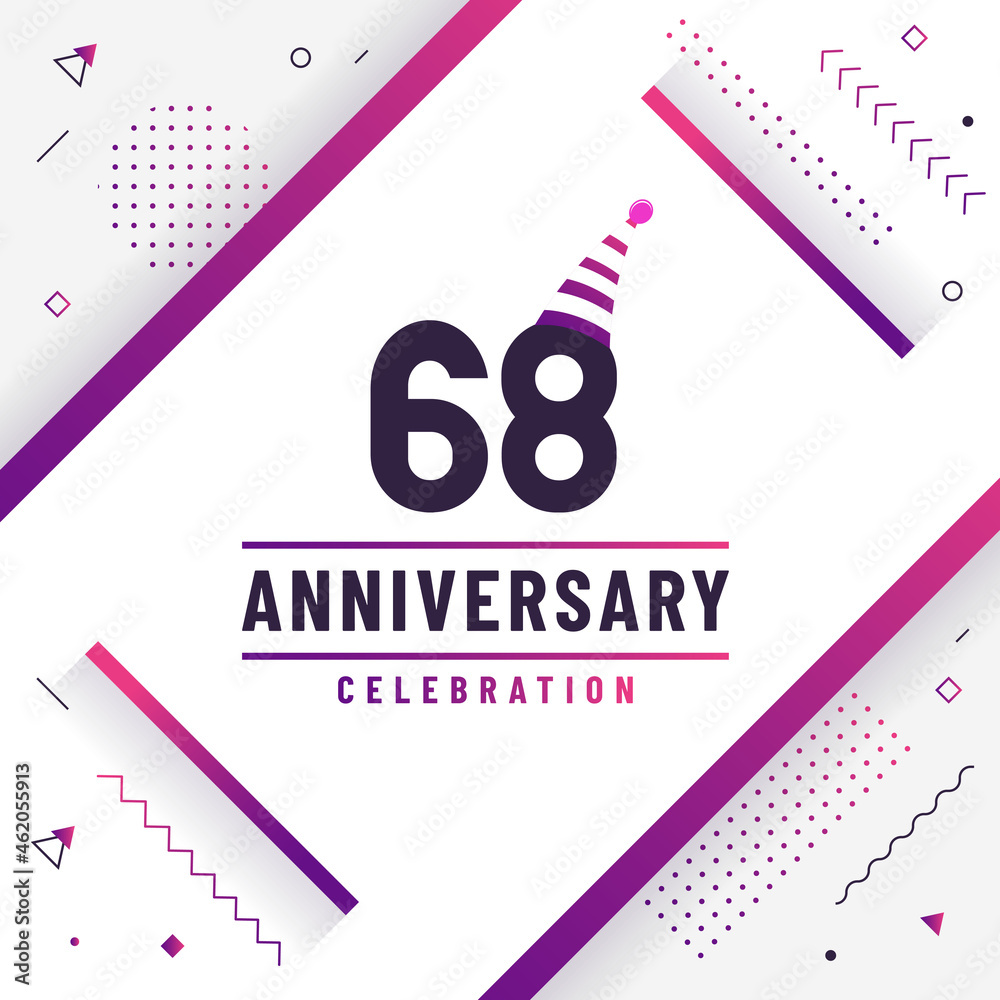 68 years anniversary greetings card, 68 years anniversary celebration background free colorful vector.
