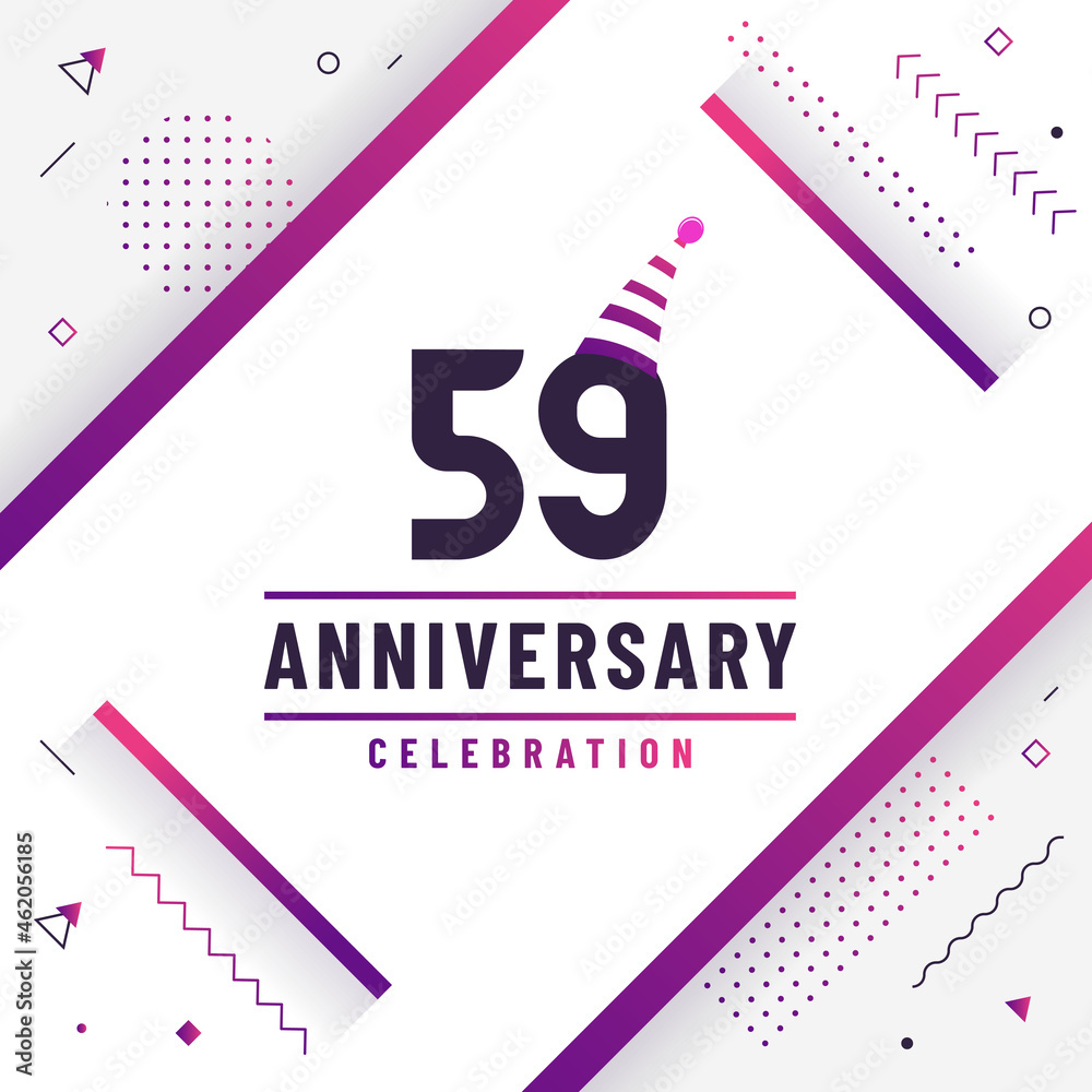 59 years anniversary greetings card, 59 anniversary celebration background free colorful vector.