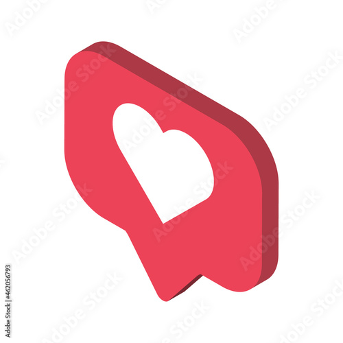 Follower isometric notification symbol for application instagram. Web app button for social media. Vector illustration icon