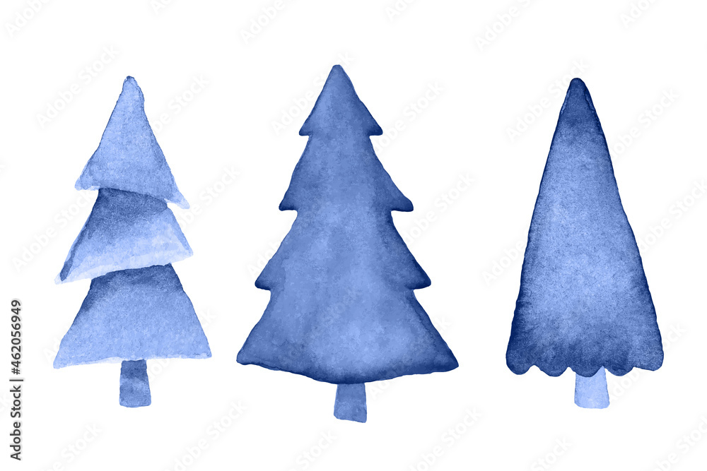 Fototapeta premium Watercolor abstract blue firs . Vector