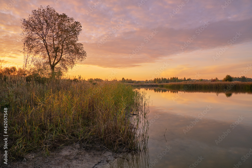 sunset over the river